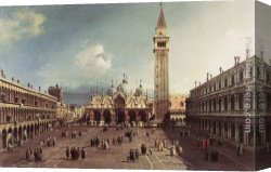 Basilica Di San Marco Canvas Paintings - Piazza San Marco with the Basilica by Canaletto