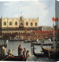 Return Canvas Paintings - Return of the Bucentoro to the Molo on Ascension Day (detail) by Canaletto