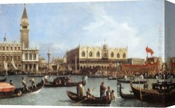Return Canvas Paintings - Return of the Bucentoro to the Molo on Ascension Day by Canaletto