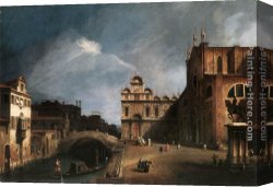 Basilica Di San Marco Canvas Paintings - Santi Giovanni e Paolo and the Scuola di San Marco by Canaletto