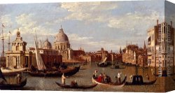 The Doge's Palace From The Entrance to The Grand Canal Canvas Paintings - View Of The Grand Canal And Santa Maria Della Salute With Boats And Figures In The Foreground, Venice by Canaletto