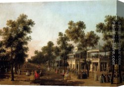 Walk Canvas Paintings - View Of The Grand Walk, vauxhall Gardens, With The Orchestra Pavilion, The Organ House, The Turkish Dining Tent And The Statue Of Aurora by Canaletto