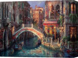 Waterlilies And Japanese Bridge Canvas Paintings - Venice Over the bridge by Cao Yong