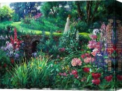 Walk Canvas Paintings - Walk In Garden by Cao Yong