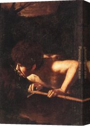 Baptist Canvas Paintings - St. John the Baptist at the Well by Caravaggio