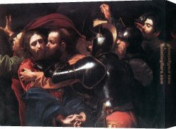 Baptism of Christ Canvas Paintings - Taking of Christ by Caravaggio
