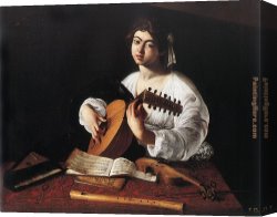 Player Canvas Paintings - The Lute Player by Caravaggio