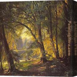 Wivenhoe Park Essex Canvas Paintings - Deer Park by Carl Fredrik Aagard