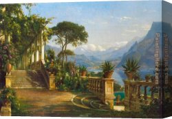 Lake Arrowhead Canvas Paintings - Lodge on Lake Como by Carl Fredrik Aagard
