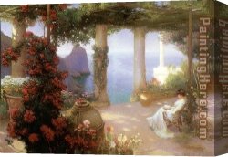 Amalfi Dia Cappuccini 1 Canvas Paintings - Terrace at Amalfi by Carl Fredrik Aagard