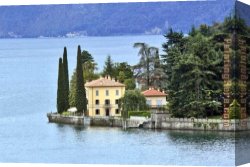 Lake Arrowhead Canvas Paintings - Villa La Corte Limonta Lake Como by Carl Fredrik Aagard