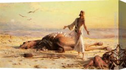 Deserted Canvas Paintings - Shipwreck in the Desert by Carl Haag