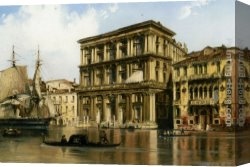 The Doge's Palace From The Entrance to The Grand Canal Canvas Paintings - On the Grand Canal Venice by Carlo Bossoli