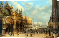 The Doge's Palace From The Entrance to The Grand Canal Canvas Paintings - St. Marks and the Doges Palace, Venice by Carlo Grubacs