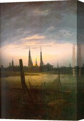 Caspar Canvas Paintings - City at Moonrise by Caspar David Friedrich