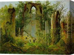 Friedrich Canvas Paintings - Eldena Ruin by Caspar David Friedrich