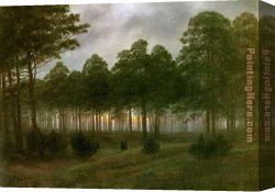 David Canvas Paintings - Evening by Caspar David Friedrich