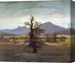 Friedrich Canvas Paintings - Landscape with Solitary Tree by Caspar David Friedrich