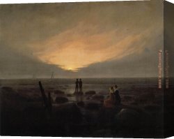 David Canvas Paintings - Moonrise by the Sea by Caspar David Friedrich