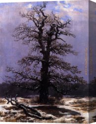Friedrich Canvas Paintings - Oak in the Snow by Caspar David Friedrich