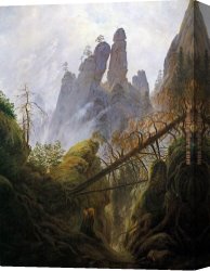 Rocky Canvas Paintings - Rocky Ravine by Caspar David Friedrich