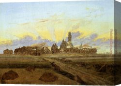 Friedrich Canvas Paintings - Sunrise near Neubrandenburg by Caspar David Friedrich