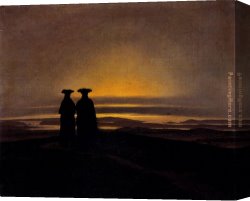 David Canvas Paintings - Sunset by Caspar David Friedrich