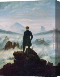 David Canvas Paintings - Wanderer above the Sea of Fog by Caspar David Friedrich