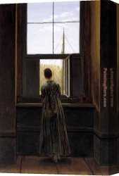 David Canvas Paintings - Woman at a Window by Caspar David Friedrich
