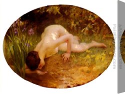 Baigneuse Canvas Paintings - La Baigneuse by Charles Amable Lenoir