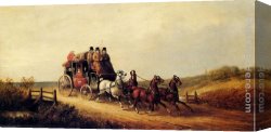 London Canvas Paintings - The London to Brighton Royal Mail on the Open Road by Charles Cooper Henderson