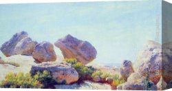 Cliff Canvas Paintings - Boulders on Bear Cliff by Charles Courtney Curran