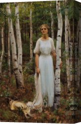 Woodland Canvas Paintings - Woodland Solitude by Charles Courtney Curran