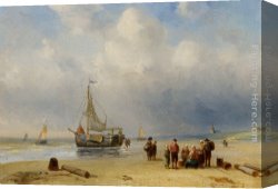 Joseph-charles-paul, Prince Napol Canvas Paintings - Bringing in the catch by Charles Henri Joseph Leickert