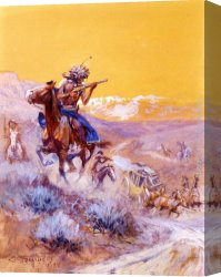 Indian Sacrifice Canvas Paintings - Indian Attack by Charles Marion Russell