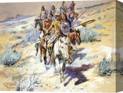 Charles Canvas Paintings - Return of the Warriors by Charles Marion Russell