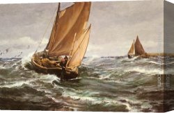 Marshal Ney on Horseback Fighting The Wind Canvas Paintings - In Spite of Wind and Weather by Charles Napier Hemy