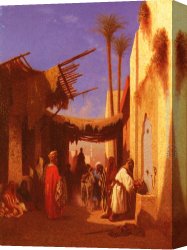 Before a Mosque (cairo) Canvas Paintings - Street In Damascus and Street In Cairo A Pair of Painting (Pic 1)s by Charles Theodore Frere