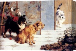 Friends Canvas Paintings - Playful Friends by Charles van den Eycken