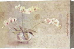 Chinese Porcelain Canvas Paintings - Orchids in a Porcelain Bowl by Cheri Blum