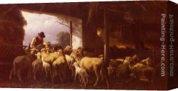 Feeding The Goldfish Canvas Paintings - Feeding The Sheep by Christian Friedrich Mali