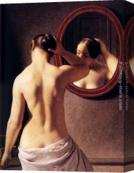 Mirror Canvas Paintings - Woman Standing In Front Of A Mirror by Christoffer Wilhelm Eckersberg