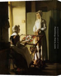 Conversation Canvas Paintings - Early Morning Conversation by Claude Joseph Bail