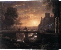 View of The Ponte Vecchio, Florence Canvas Paintings - Imaginary View of Tivoli by Claude Lorrain