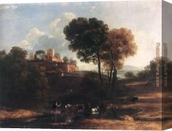 Landscape with Shepherds Watering Their Flocks Canvas Paintings - Landscape with Shepherds by Claude Lorrain