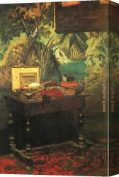 Painter in His Studio Canvas Paintings - A Corner of the Studio by Claude Monet