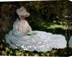 Woman Canvas Paintings - A Woman Reading by Claude Monet