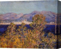 Marshal Ney on Horseback Fighting The Wind Canvas Paintings - Antibes Seen from the Cape Mistral Wind by Claude Monet