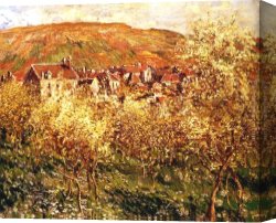 Flowering Apple Tree Branch Canvas Paintings - Apple Trees In Blossom by Claude Monet