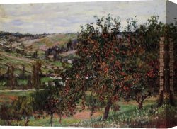 Flowering Apple Tree Branch Canvas Paintings - Apple Trees near Vetheuil by Claude Monet